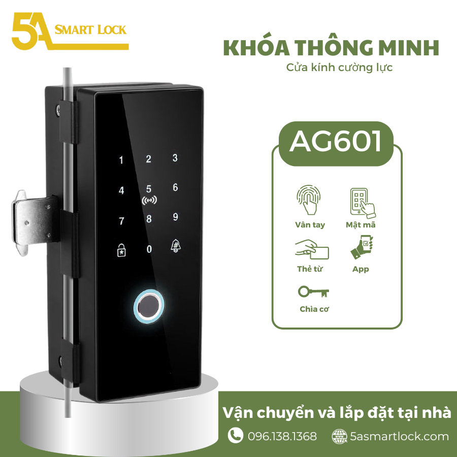 Khóa vân tay cửa Kính 5A Smartlock AG602